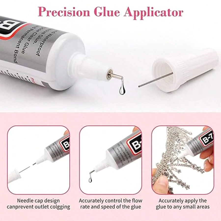 LOOLIFL B7000 Mehrzweck-Kleber, transparenter Universalklebstoff für Handy-Reparaturen und DIY-Projekte mit Applikator - Bild 4