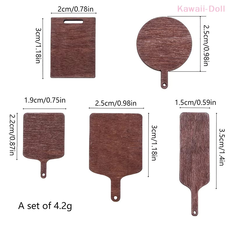 DIAPER&CORED Miniatur Brot Dessert Bord Modell, 5-teiliges Set, Holz, Bunt / Mehrfarbig - Bild 4