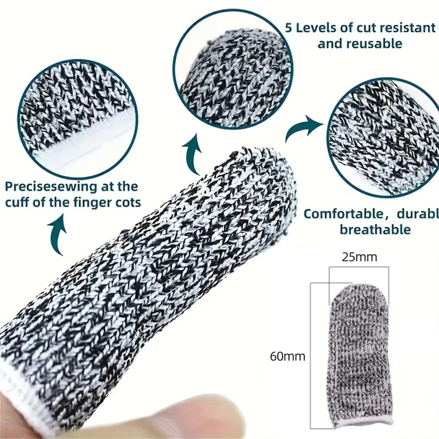 10 Stück Anti-Cut Fingerschutzhüllen in Grau, elastische und verschleißfeste Fingerhülsen zum Schutz vor Schnitten - Bild 4