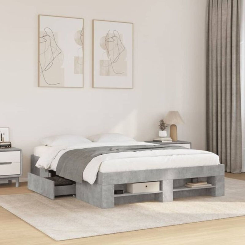 Vidaxl Funktionsbett aus Holzwerkstoff in Grau, B/T/H: 140 x 200 cm - Bild 1