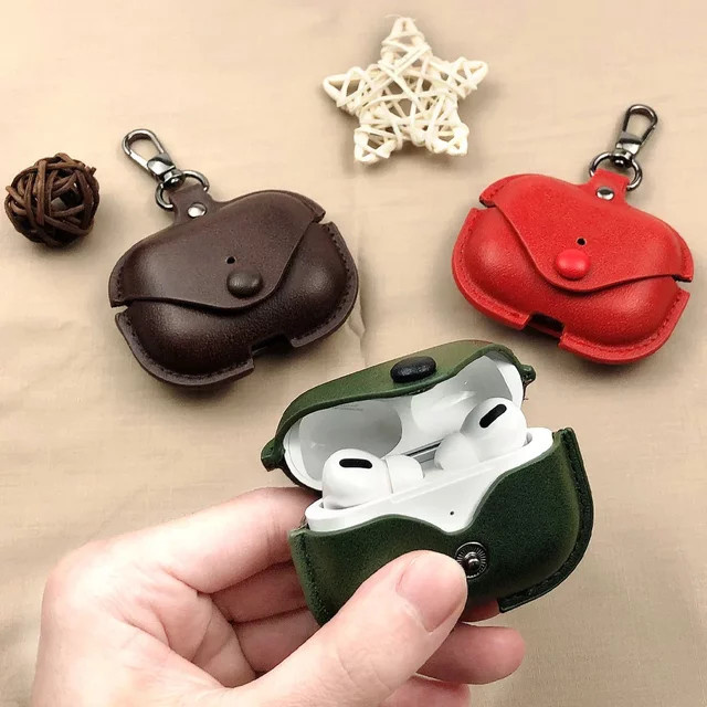 Retro Ledertasche für Apple AirPods Pro 3. Generation mit Haken - Bild 1