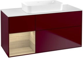 V&B Waschtischunterschrank Finion mit Wandbeleuchtung in Oak Veneer und Peony Matt, B/T: 120 x 60 cm - Bild 1