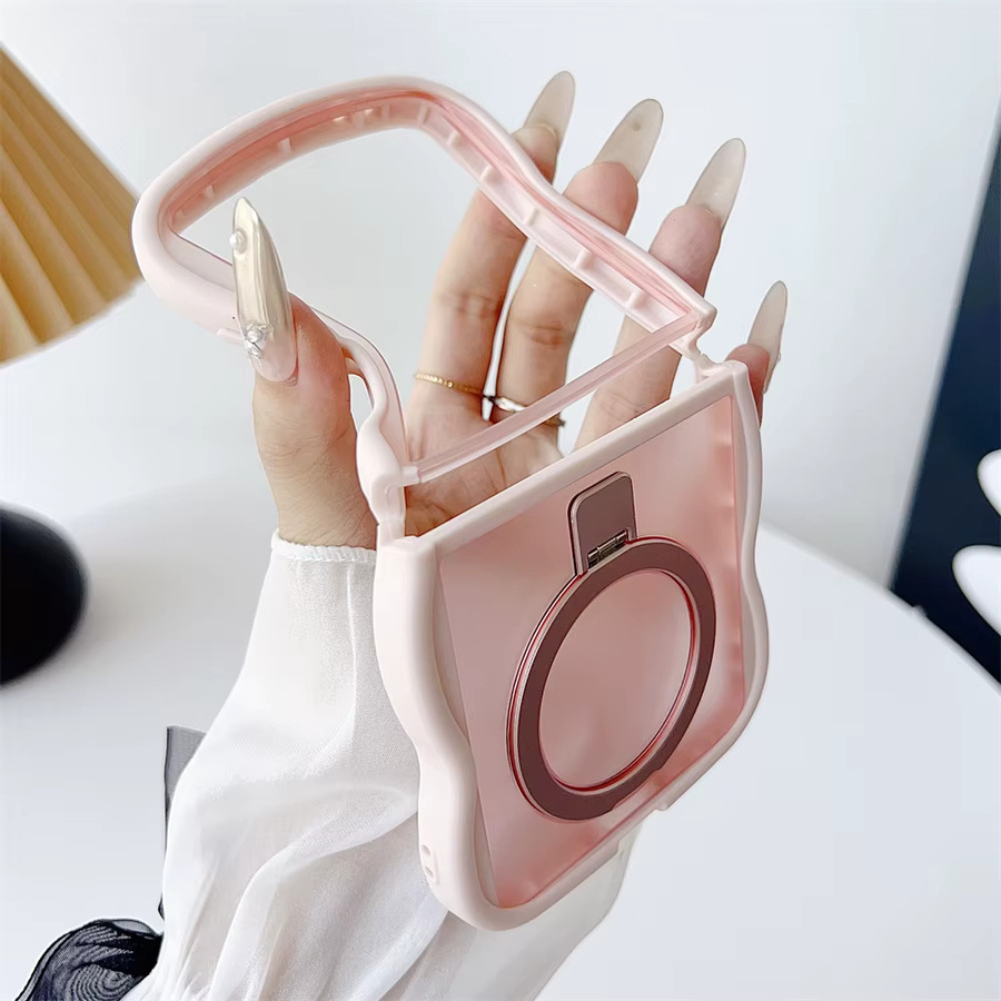 Samsung Wave Curly Magnetische Hülle für Z Flip 7, 6, 5, 4, 3 mit MagSafe Wireless Charging Support in Gold und Pink - Bild 2