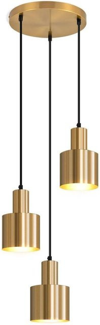 NETTLIFE Pendelleuchte in Gold/Messing, 3-flammige Vintage Hängeleuchte mit rundem Design und E27 Fassung - Bild 1