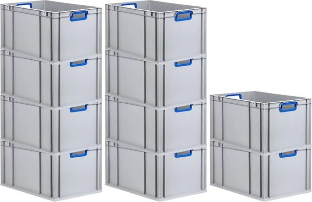PROREGAL Spar Set 10x Eurobox Nextgen Color Transportboxen mit Griffen, Blau, H x B x T: 32 x 40 x 60 cm, 65 Liter - Bild 1