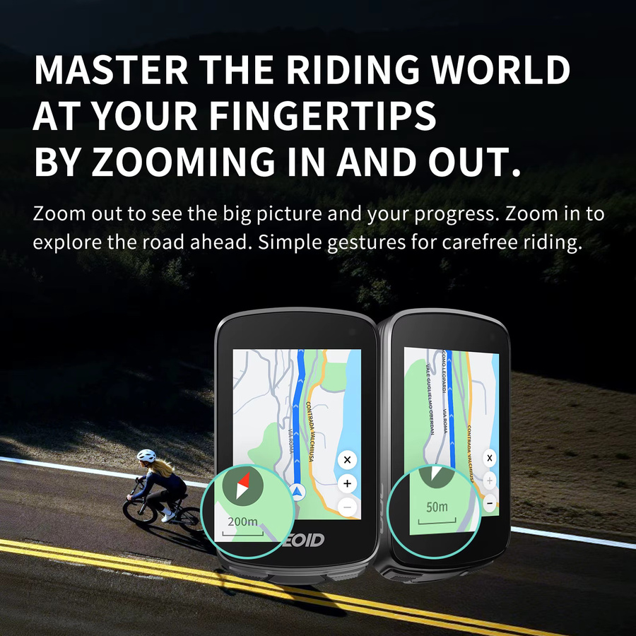 GEOID CC700 Pro Kabelloser Fahrradcomputer mit Touchscreen, ANT+ und Wi-Fi, IPX7 Wasserdichter Fahrradtacho in Schwarz - Bild 3