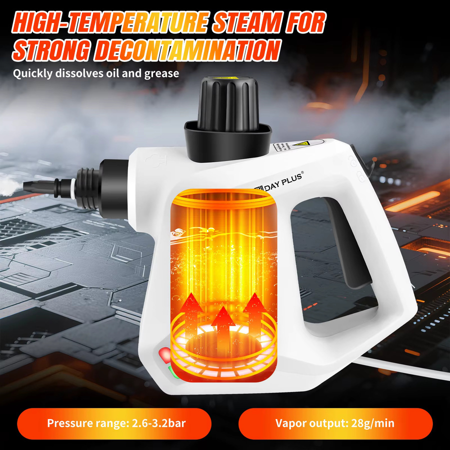 BRIEFNESS Handdampfreiniger 1000 W in Weiß mit 400 ml Behälter zur Reinigung von Couch, Bodenfliesen, Fenstern und Auto - Bild 4