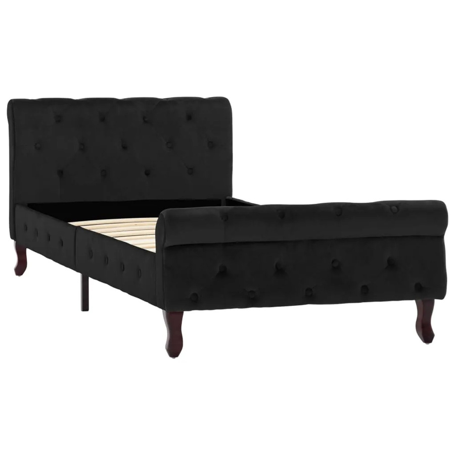 vidaXL Bettgestell aus Samt in Schwarz, B/T/H: 90 x 200 x 226 cm - Bild 2