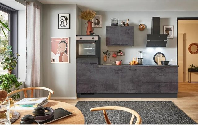 pino Küchenzeile Beton Grafitgrau mit Geräteschrank, Breite: 270 cm, Höhe: 174 cm, Tiefe: 60 cm - Bild 1
