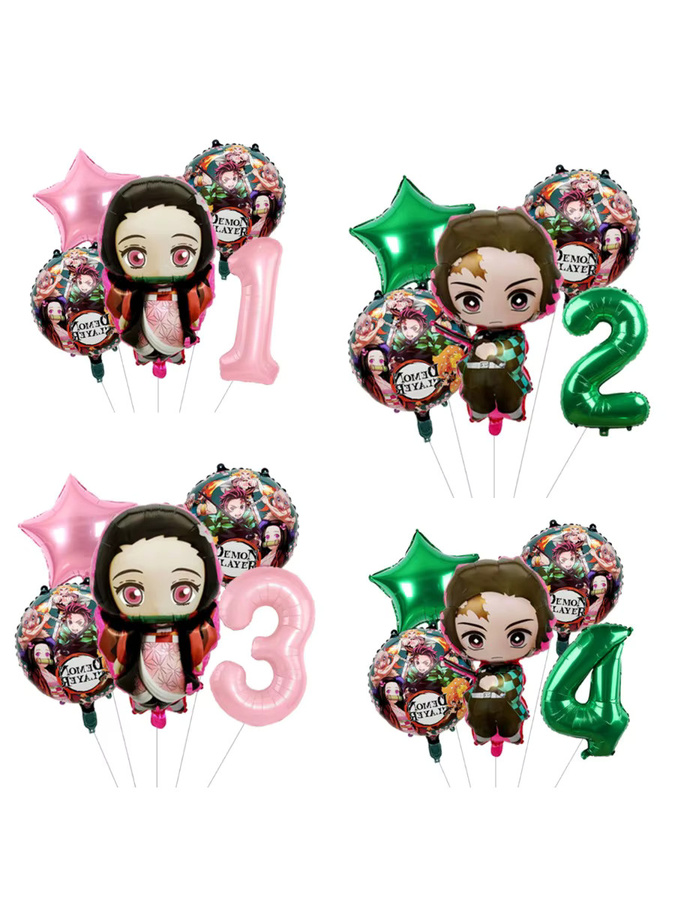 Bandai Demon Slayer Anime Latexballons mit Kamado Tanjirou und Nezuko für Kindergeburtstag Partydekoration, Mehrfarbig, Rund - Bild 3