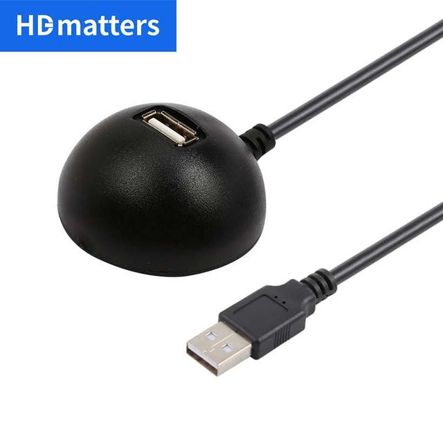 HDmatters USB 2.0 Desktop-Verlängerungskabel mit Sockel in Schwarz für PC und Mac - Bild 1