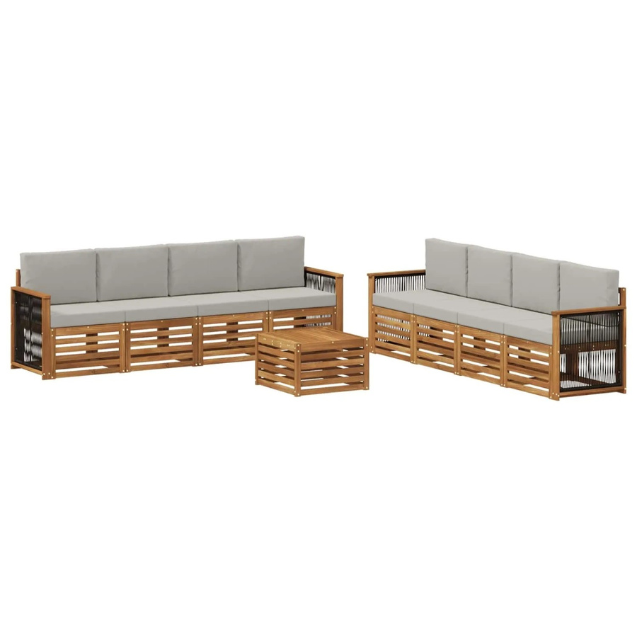 vidaXL Sofagarnitur aus Massivholz Akazie mit 9 Kissen im modernen Latten-Design - Bild 2