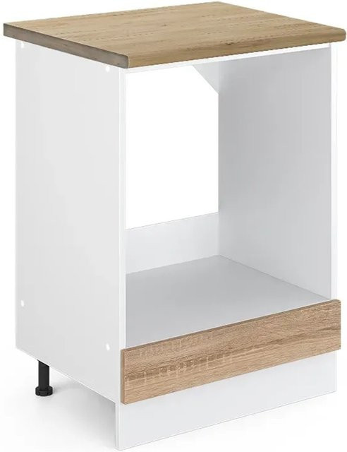 Vicco R-Line Herdbauschrank Sonoma/Weiß, freistehender Küchenschrank mit Türen und offenem Fach, Breite: 60 cm, Höhe: 81,6 cm, Tiefe: 60 cm - Bild 1