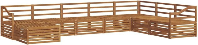 vidaXL Sofagarnitur aus Massivholz Akazie in Natur Braun, 8-teiliges Ecksofa Set im U-Shape mit modernem Latten-Design - Bild 1