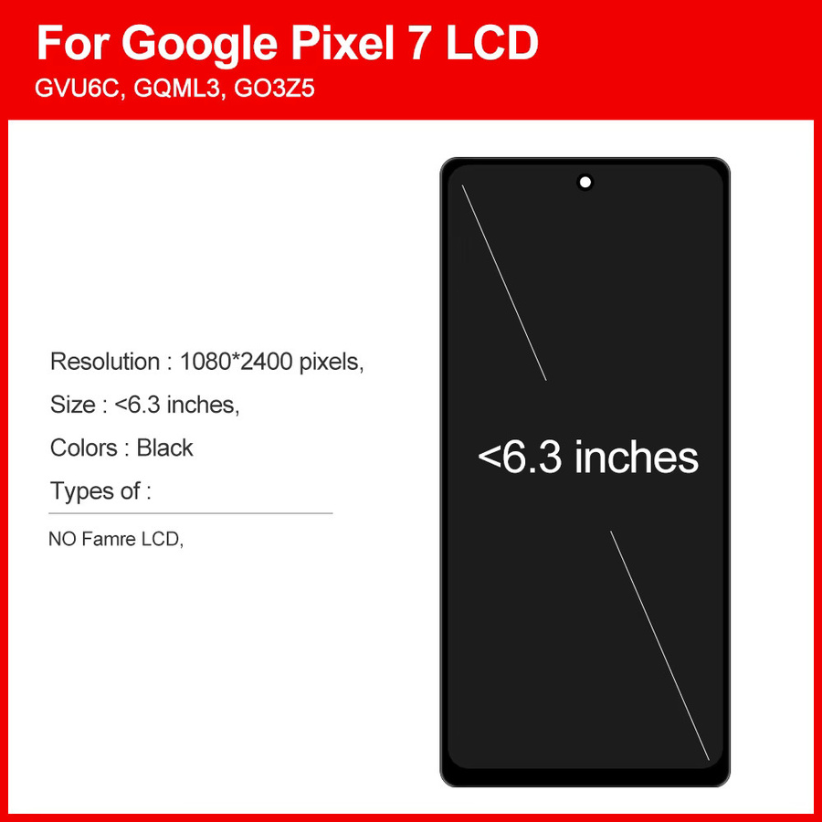 Google Pixel 7 Ersatz LCD-Display mit Touchscreen Digitizer-Baugruppe in Schwarz für GVU6C, GQML3, GO3Z5 - Bild 3