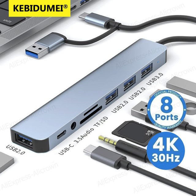 KEBIDUMEI USB-C Dockingstation Multiport-Adapter mit 5Gbps USB 3.0 Hub und TF SD Kartenleser für PC und Laptop - Bild 1
