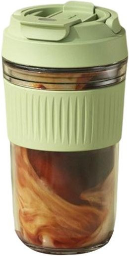 Tragbarer Glasbecher HOUSELY mit Silikon-Strohhalm, auslaufsicher und wiederverwendbar, 500 ml, Farbe: Grün - Bild 1