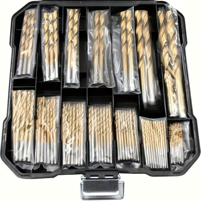 50-teiliges HSS-Bohrer-Set aus Edelstahl mit Titan-Beschichtung in Gold, Sechskantschaft für Metall, Holz und Kunststoff - Bild 1