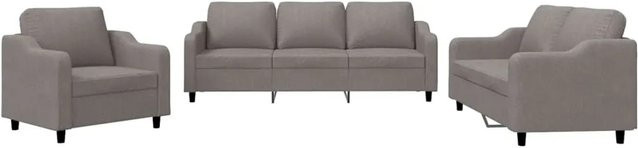 vidaXL Sofagarnitur 4-teilig mit Kissen in Taupe und Grau aus Stoff - Bild 1