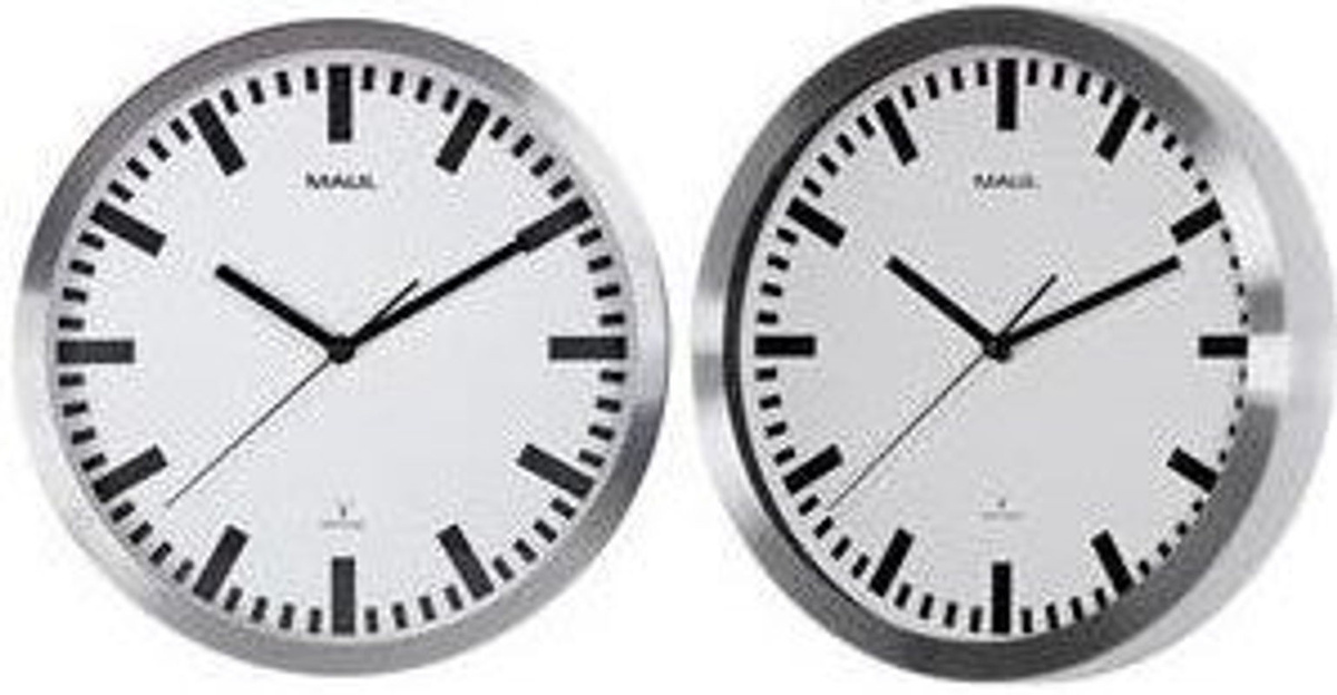 MAUL Wanduhr MAULpilot Analog Funkuhr Geräuschlos Silber Weiß aus Metall und Glas Durchmesser: 30,5 cm - Bild 1