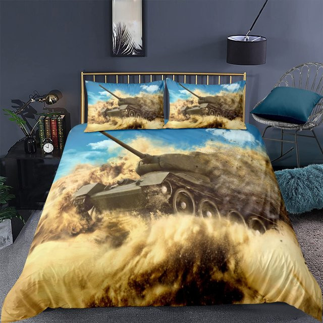 Bettwäscheset mit Panzer-Motiv für Kinder von Your Warm Home, Camouflage-Design in Multicolour, Material Polyester, B/H: 180 x 210 cm - Bild 1