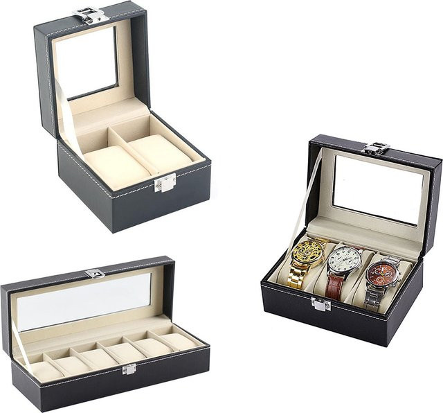 DELESYS Uhrenbox aus PU Leder mit 2/3/6 Slots in Beige - Bild 1