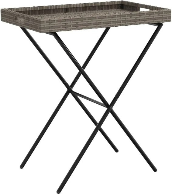 vidaXL Tabletttisch klappbar aus Poly Rattan in Grau, B/T/H: 65 x 40 x 75 cm - Bild 1