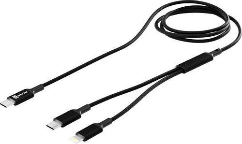 Smrter USB-C auf Lightning Y-Kabel in Schwarz mit Aluminium-Stecker und Stoff-Ummantelung, Länge: 120 cm, mit OTG-Funktion - Bild 1
