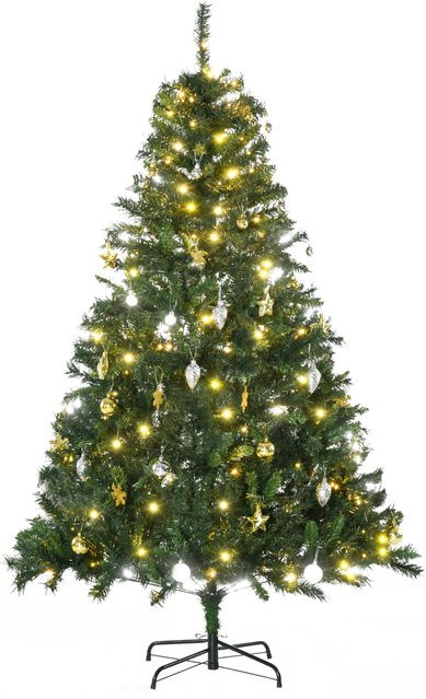 HOMCOM Weihnachtsbaum Grün aus PVC und Metall mit 200 LEDs und Deko, Höhe: 180 cm, Durchmesser: 112 cm - Bild 1