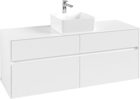 Villeroy & Boch Waschtischunterschrank Collaro in White Matt mit mittigem Waschtisch, Wandmontage, B/T/H: 140 x 54,8 x 50 cm - Bild 1