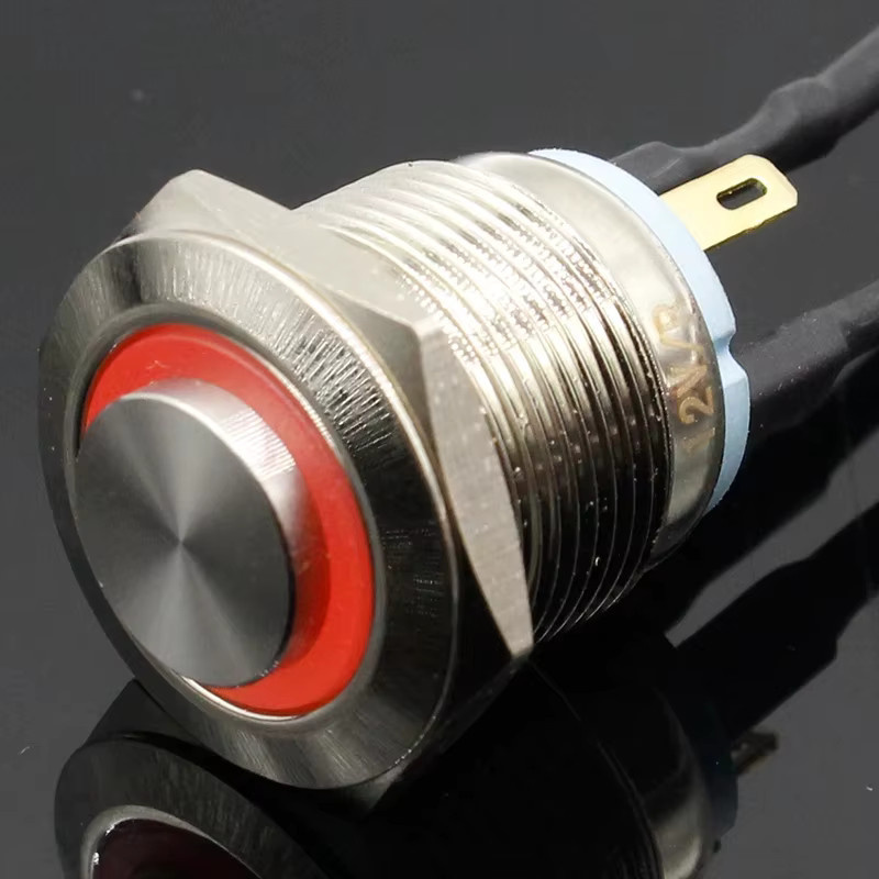 ELECAPITAL Momentan-Drucktastenschalter aus Edelstahl und Metall, wasserdicht, 19 mm, Silber/Gelb - Bild 2