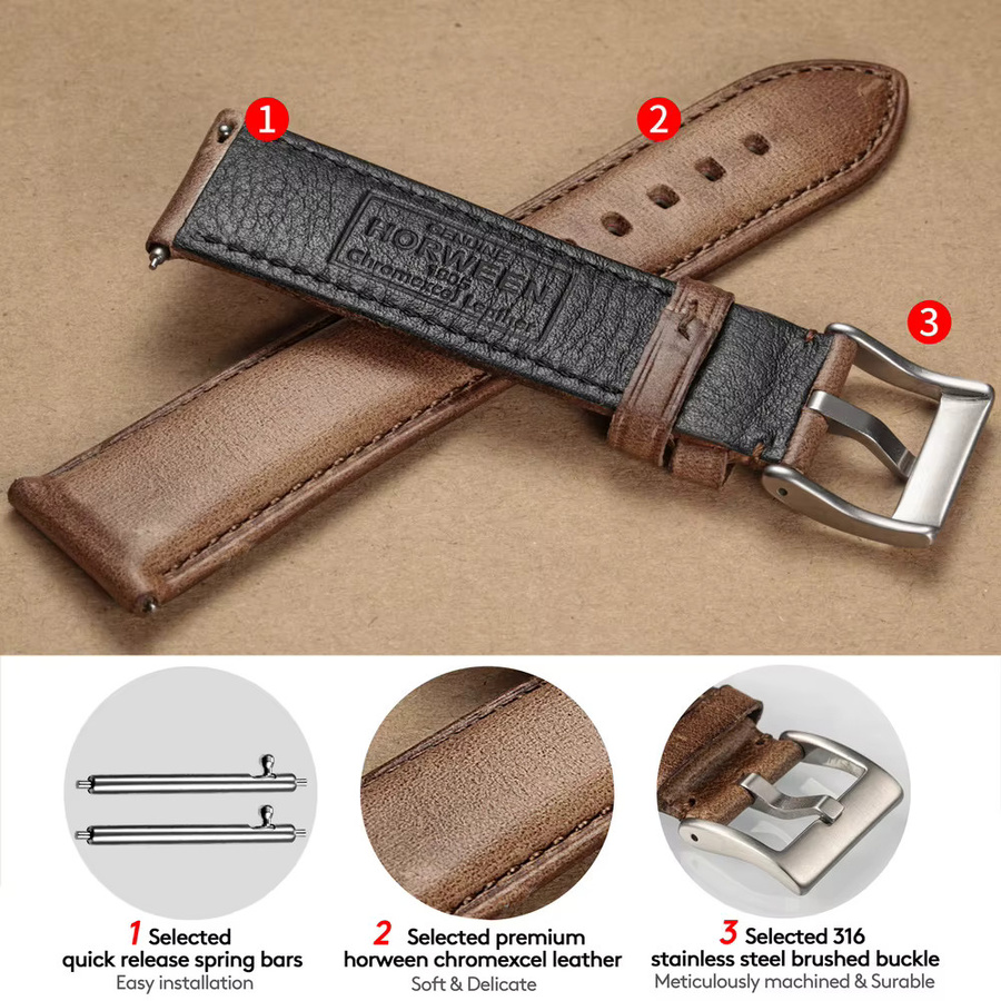 Hemsut Uhrenarmband Rindsleder, Schnellverschluss, Unisex - Bild 4