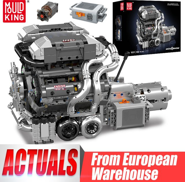 Mould King Der Motorisierte Supersportwagen W16 Motor + Getriebe, Baustein-Set, ab 14 Jahren - Bild 1