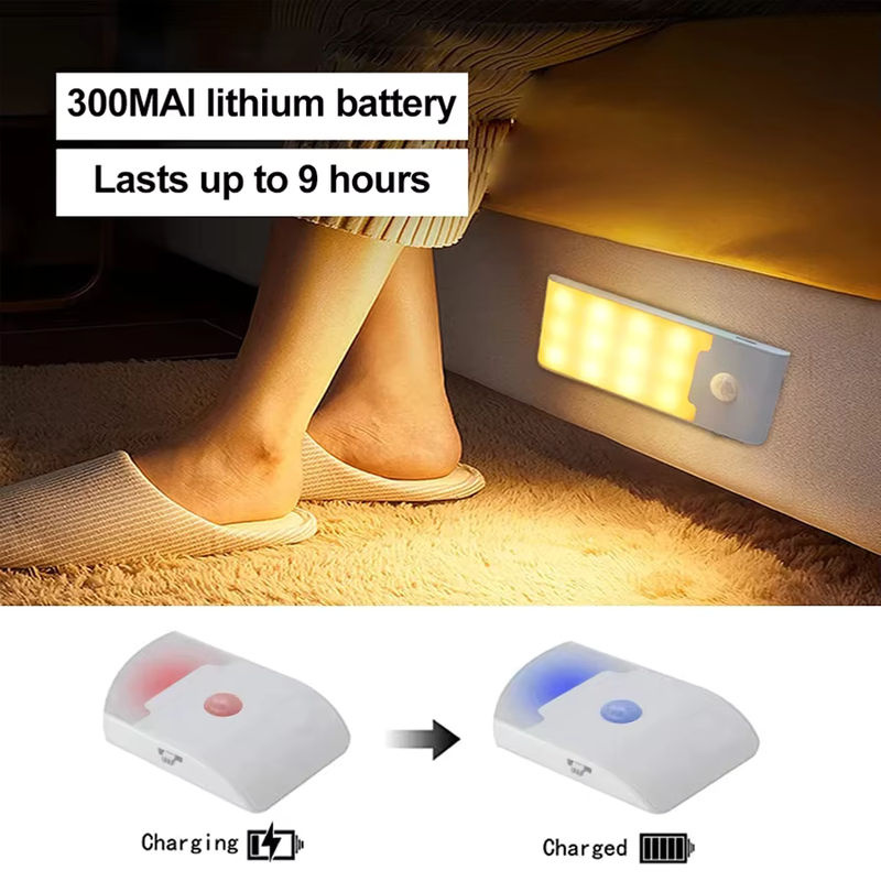 GGBEE LED Nachtlicht mit PIR Bewegungssensor, wiederaufladbare magnetische Schranklampe in Warmweiß, Farbe: Weiß - Bild 4