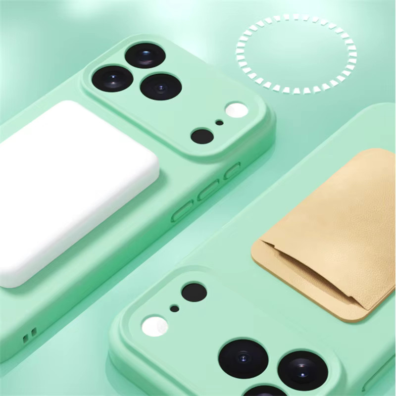 Magnetische Flüssigsilikon Handyhülle für Apple iPhone 17, 16 Pro Max, 16 Plus und 17 Air, kompatibel mit MagSafe, Farbe: Grün - Bild 3