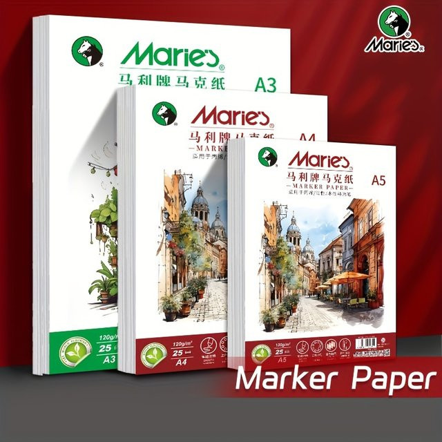 Marie's Maker-Papier für Mix-Media, Acrylmarker und Zeichnungen, 25 Blatt, Weiß - Bild 1
