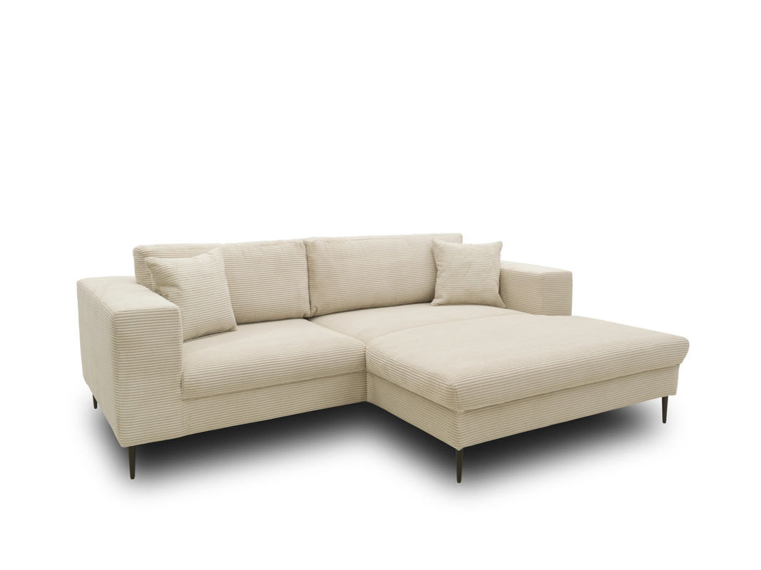 DOMO Ecksofa Modica mit Longchair rechts in Beige mit Schlaffunktion und Armlehnen - Bild 2