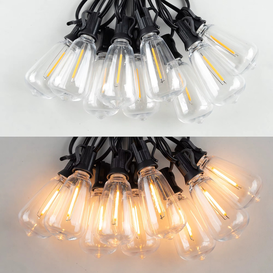 GANRILAND ST38 Außen-Lichterkette mit E12-Sockel, warmweiß, transparent, IP44, anschließbar und bruchsicher - Bild 3