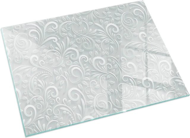 Tulup Glasplatte für Kaminöfen mit Pflanzenmuster in Grau, B/T: 60 x 40 cm - Bild 1