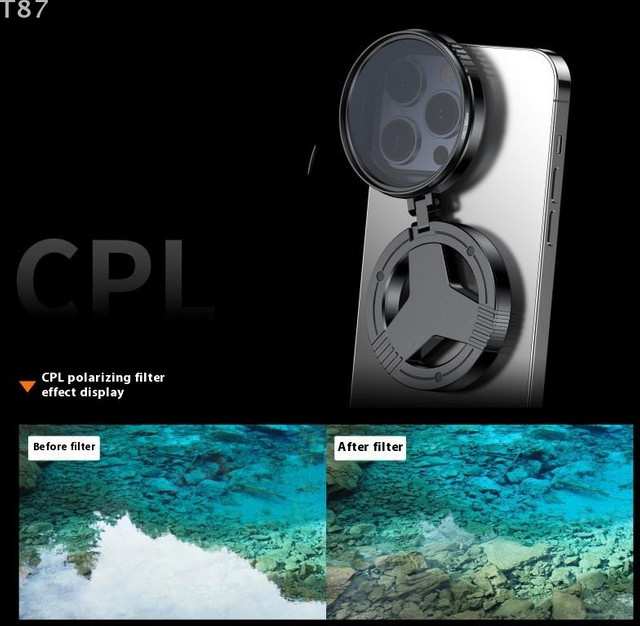 MagSafe CPL Filter Kit Magnetischer Zirkular Polarisator Kamera Objektiv Clip für dein Smartphone in Schwarz 52mm - Bild 1