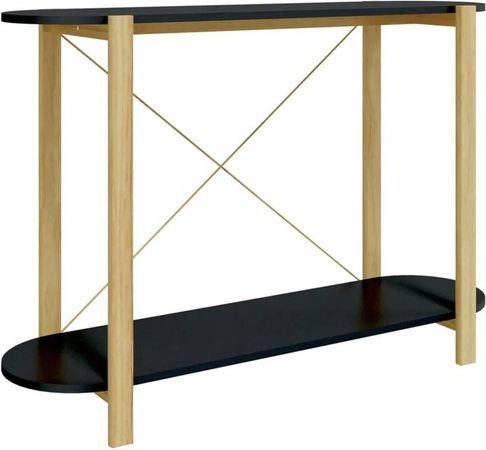 vidaXL Konsolentisch in Schwarz aus Holzwerkstoff und Kiefernholz, B/T/H: 110 x 38 x 75 cm