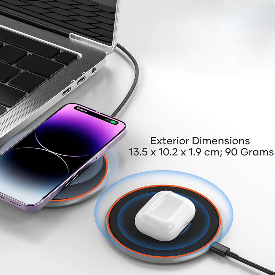 XIKCU Kabelloses Ladegerät mit LED-Licht für iPhone, AirPods Pro, Samsung und Xiaomi Smartphones, Schnelle Ladestation in Schwarz oder Weiß - Bild 4