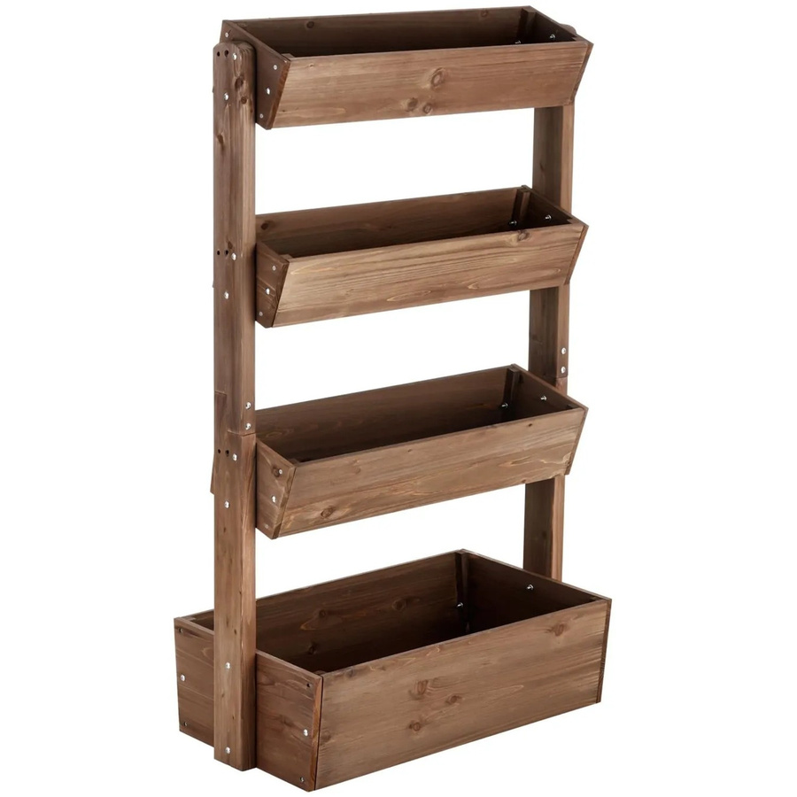tectake Vertikalbeet Flora aus lackiertem Tannenholz in Braun mit 4 Etagen und Schrägstellfunktion, B/T/H: 85 x 45 x 140 cm - Bild 3