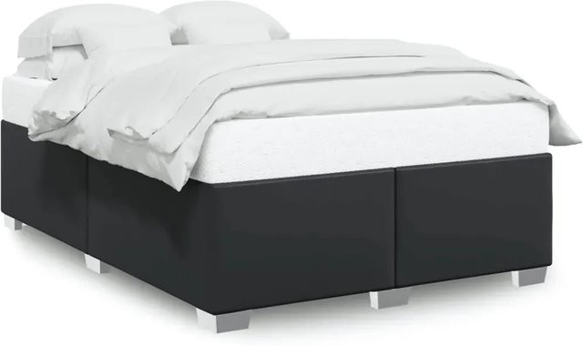 vidaXL Bettgestell aus Kunstleder in Schwarz, B/T/H: 140 x 200 cm - Bild 1