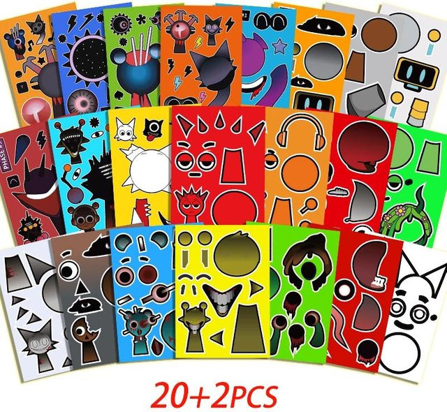 Bai Fen Bai Toys Sprunki Make-a-face Aufkleber 10/22/32 Stück Set - Bild 1
