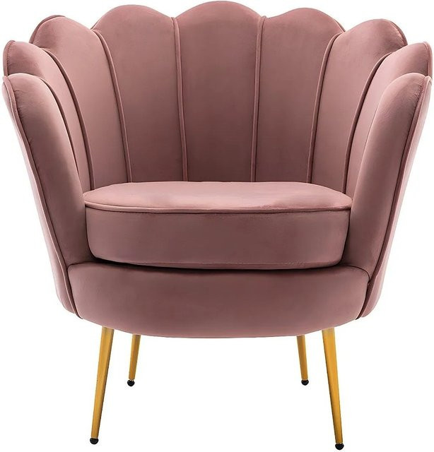 Sessel Dandelion von Pascal Morabito mit gerader Rückenlehne und Armlehnen in Rosa aus Samt, Höhe: 78 cm - Bild 1