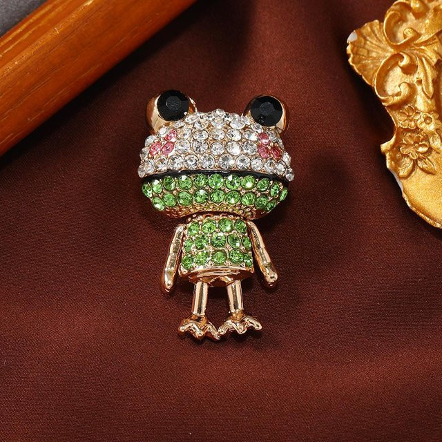 YIRAN Brosche Frosch, Kristall, Strass, Unisex, brown - Bild 1