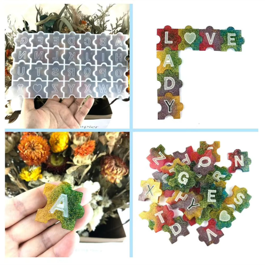 AGCFABS Silikonform für DIY Harz Handwerk, Buchstaben Schlüsselanhänger Schmuck Anhänger - Bild 3