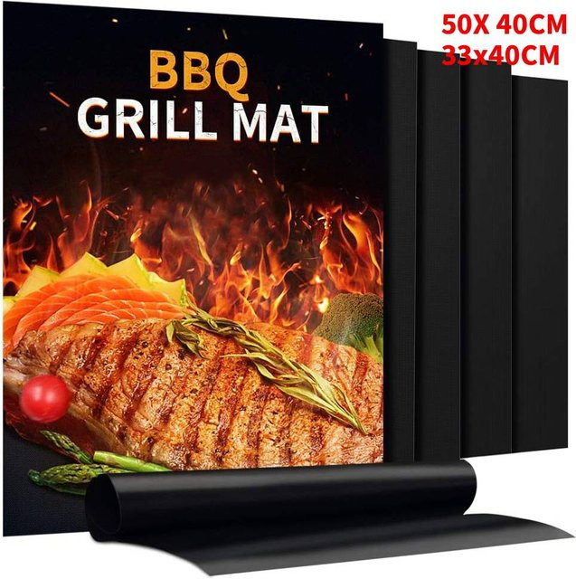 APWIKOGER BBQ-Grillmatte, hitzebeständige Antihaftmatte zum Backen im Freien, Schwarz, B/T: 40 x 33 cm - Bild 1