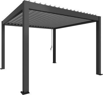 Biohort Pergola modern aus Stahl in Dunkelgrau und Silber-Metallic, B/T/H: 367,5 x 367,5 x 264 cm - Bild 1